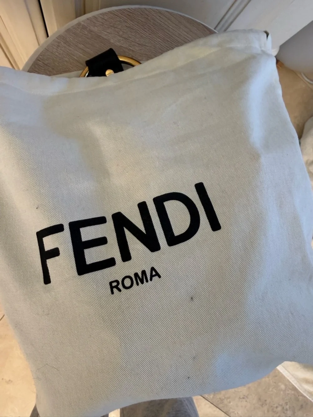 Fendi Black Leather Backpack with Brown Monogram Flap and Red Accents - Picture 10 of 11